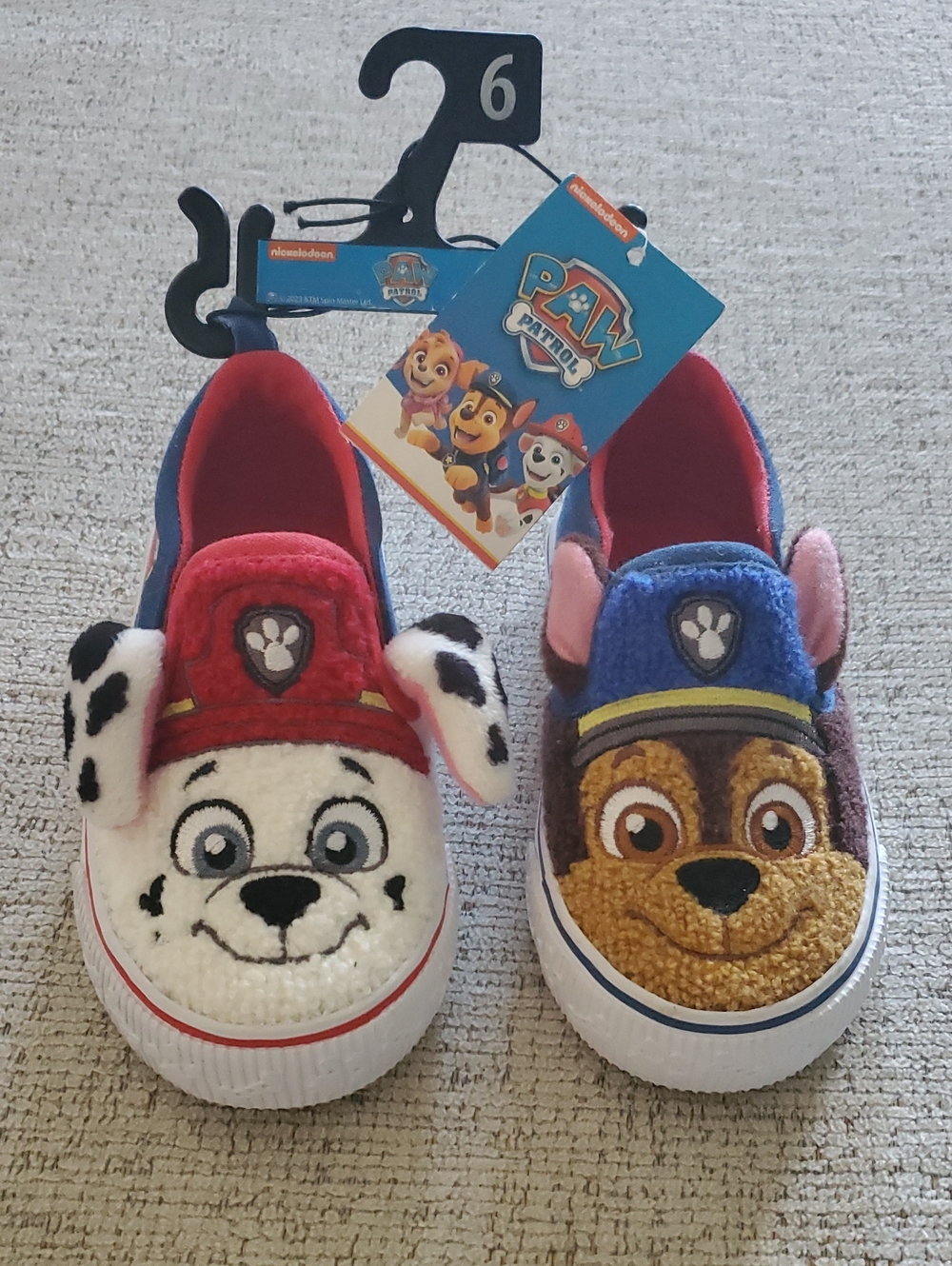 Paw Patrol Kids Plush Slip-On Sneakers in Red, Blue, White, Brown